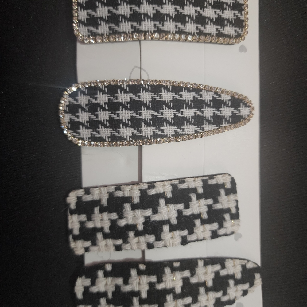 4 pc jumbo  houndstooth hair clips - Picture 4 of 4